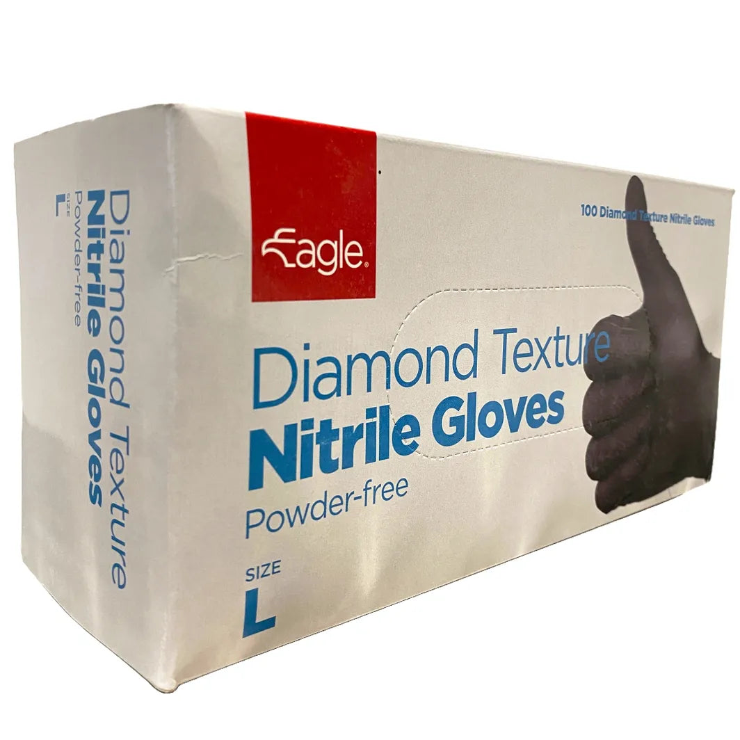 Eagle Diamond Textured Nitrile Gloves – Latex-Free, Powder-Free (Black, Green, Orange, 6 Mil) for Food, Medical, and Industrial Use
