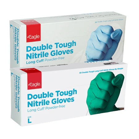 Eagle Double Tough Nitrile Gloves – 8 Mil, Latex-Free, Powder-Free (Blue, Green)
