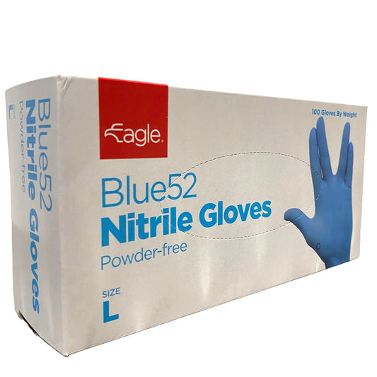 Eagle Blue52 Nitrile Gloves – Latex-Free, Powder-Free (Blue, 5 Mil) for Food, Medical, and Industrial Use
