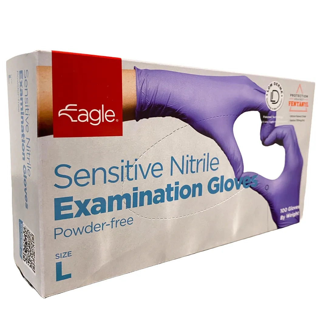 Eagle Sensitive Nitrile Exam Gloves – Latex-Free, Powder-Free (Blue, 4 Mil) for Medical, Food, and Industrial Use