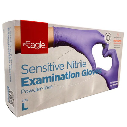 Eagle Sensitive Nitrile Exam Gloves – Latex-Free, Powder-Free (Blue, 4 Mil) for Medical, Food, and Industrial Use