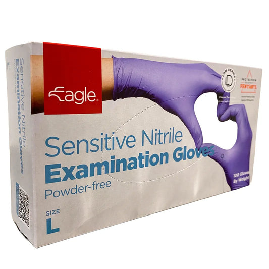 Eagle Sensitive Nitrile Exam Gloves – Latex-Free, Powder-Free (Blue, 4 Mil) for Medical, Food, and Industrial Use
