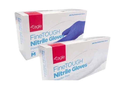 Eagle FineTOUGH Nitrile Gloves – Latex-Free, Powder-Free (Indigo, White, 2.6 Mil) for Food, Medical, and Industrial Use