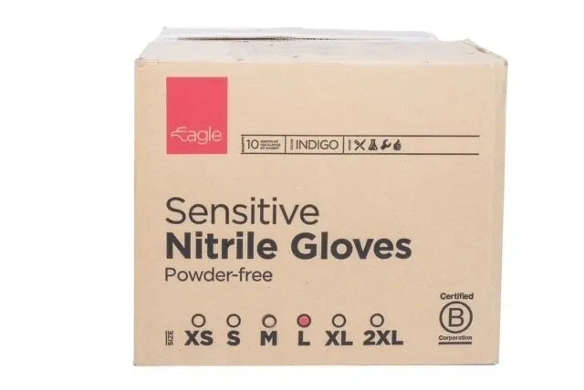 Eagle Sensitive Nitrile Exam Gloves – Latex-Free, Powder-Free (Blue, 4 Mil) for Medical, Food, and Industrial Use